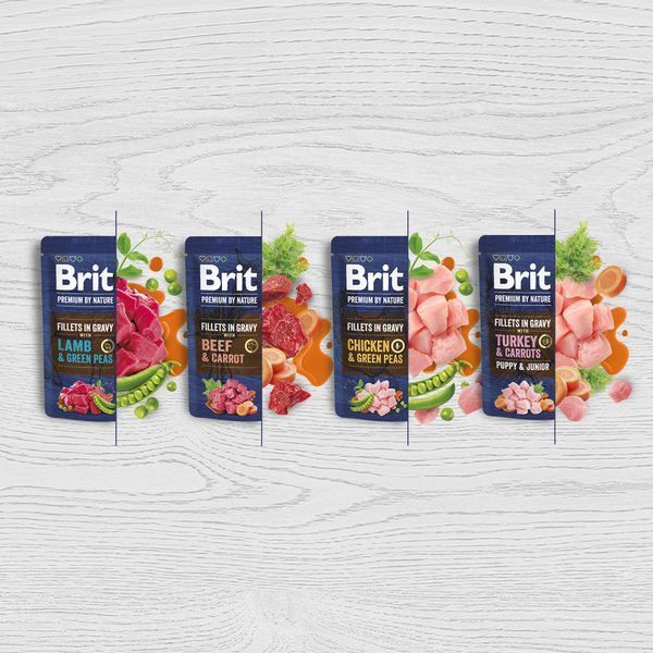 Корм вологий Brit Premium Fillets in Gravy Beef & Carrot для собак малих порід філе в соусі яловичина і морква 85 г 8595602572441 фото