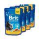 Набір паучів 3+1 Brit Premium Cat Beef Salmon and Trout для котів шматочки в соусі з лососем і фореллю 4х100 г VAFO_030325 фото 3