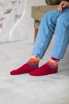 Червоні шкарпетки ромби безшовні якісні 100% ORGANIC cotton JILL ANTONY 38-40 31028 фото