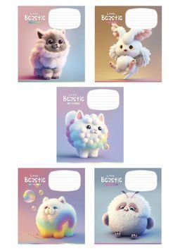 Комплект 5 шт. учнівських зошитів Little beastie. Зошит Школярик 12 арк. у клітинку 3248 012-3248K 4820006470432 4820006470432_6 фото