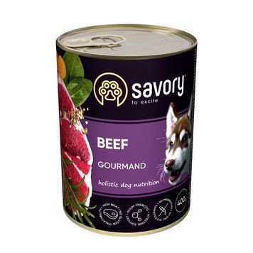 Корм вологий Savory Dog Gourmand Beef паштет для дорослих собак усіх порід з яловичиною 400 г 4820232630907 фото
