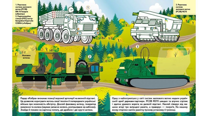 Наша Україна. 27 наліпок із завданнями. Військова техніка. Незламні сили 9789664669075 9789664669075 фото