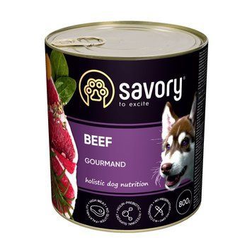 Корм вологий Savory Dog Gourmand Beef паштет для дорослих собак усіх порід з яловичиною 800 г 4820232630914 фото