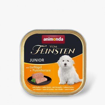 Корм вологий Vom Feinsten Junior with Poultry Turkey hearts для цуценят з птицею і індичими серцями 150 г 4017721823098 AM-82621 фото
