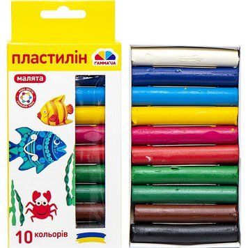 Пластилін "Малята" 10 кольорів, 100 г "Гамма" 100306 4820219217282 100306 фото
