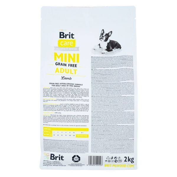 Корм сухий Brit Care Grain Free Mini Adult Lamb для дорослих собах мініатюрних порід з ягням 2 кг 8595602520107 170770/0107 фото