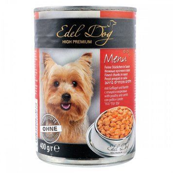 Корм вологий Edel Dog для собак з птицею і морквою 400 г 4003024180037 1000334/1770371d)***** фото
