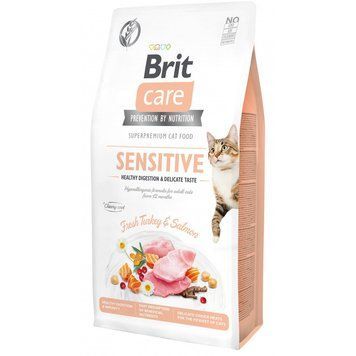Корм сухий Brit Care Cat Grain Free Sensitive HDigestion Delicate Taste для дорослих котів з чутливим травленням з індичкою 171281/0693 фото