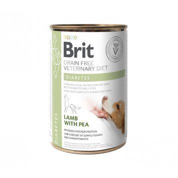 Вологий корм Brit Grain Free Veterinary Diets Diabetes для собак із цукровим діабетом з ягням та зеленим горошком 400 г 8595602535910 100263/5910 фото