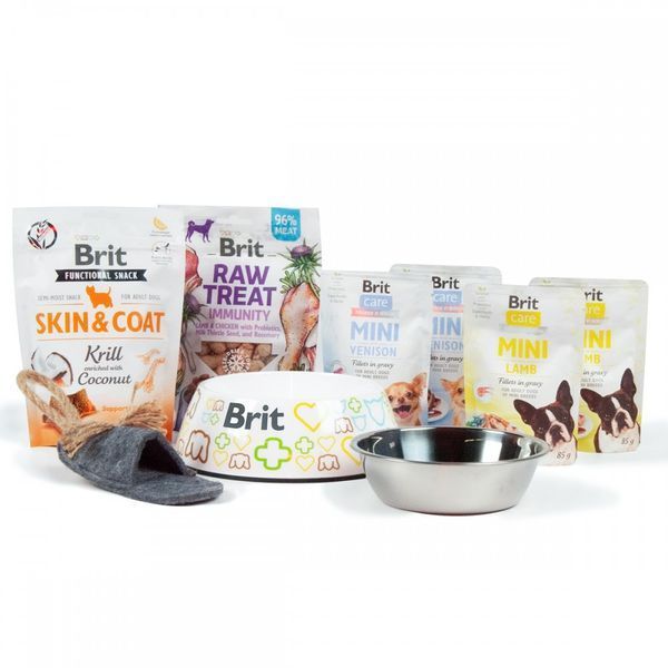 Подарунковий бокс Brit Care Dog Small Breed Gift box Новорічний для собак малих порід з вологим кормом та ласощами 1 кг 2700000034972 VAFO_034972***** фото