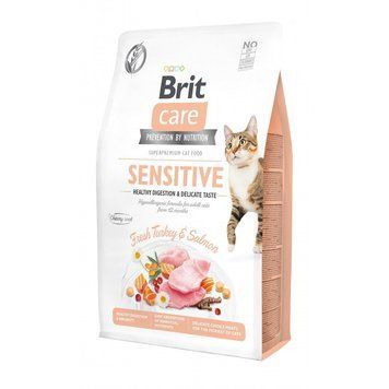 Корм сухий Brit Care Cat Grain Free Sensitive HDigestion Delicate Taste для котів з чутливим травленням індичка та лосось 171282/0709 фото