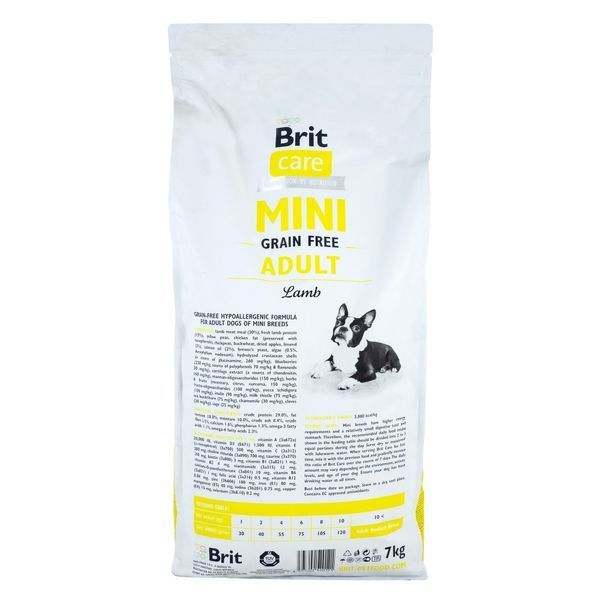 Корм сухий Brit Care Grain Free Mini Adult Lamb для дорослих собах мініатюрних порід з ягням 7 кг 8595602520121 170772/0121 фото