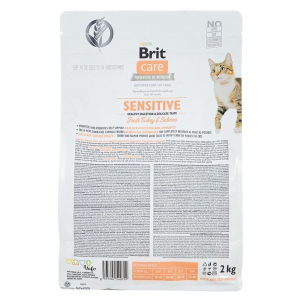 Корм сухий Brit Care Cat Grain Free Sensitive HDigestion Delicate Taste для котів з чутливим травленням індичка та лосось 171282/0709 фото