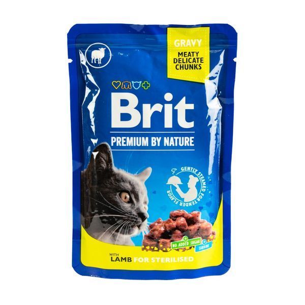 Корм вологий Brit Premium Lamb for Sterilised для стерилізованих котів ягня 100 г 111831 фото