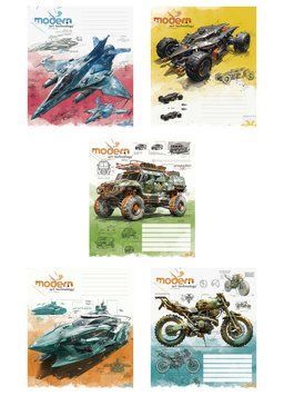 Комплект 5 шт учнівських зошитів Modern Art, Technology. Зошит Школярик 18 арк. у клітинку 3442 4820006470463 4820006470463_018-3442K фото