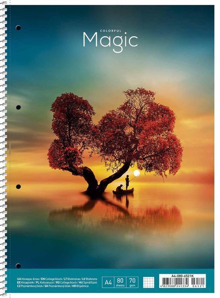 Набір 2 шт. коледж блоків. Colorful magic. Коледж блок Школярик А4 80 арк. у клітинку 6521 A4-080-6521K 4823088241334 4823088241334 фото