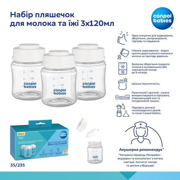 Набір пляшечок для молока та їжі 3х120мл "Canpol babies" 35/235 фото