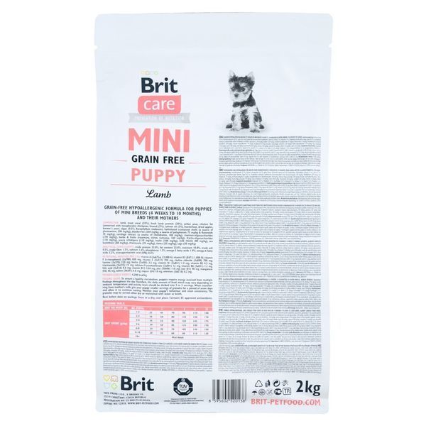 Корм сухий Brit Care Grain Free Mini Puppy Lamb для цуценят та молодих собак мініатюрних порід з ягням 2 кг 8595602520138 170773/0138 фото