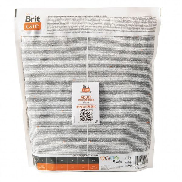 Корм сухий Brit Care Dog Hypoallergenic Adult Medium Breed для собак середніх порід гіпоалергенний з ягням 1 кг 8595602559039 8595602559039 фото