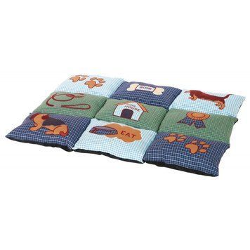 Матрац Trixie для собак Patchwork з собачками флісовий наповнювач синій/зелений мікрофібра 80х55 см 4011905370699 4011905370699 фото