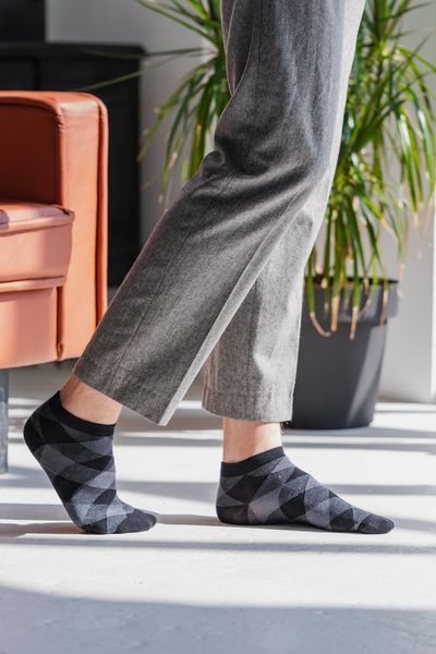 Шкарпетки з принтом ромби короткі безшовні дихаючі якісні ORGANIC cotton JILL ANTONY 31021-6 фото