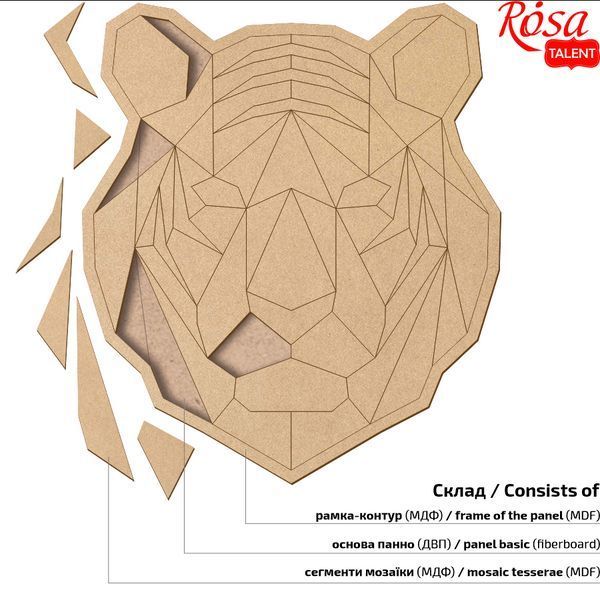 Основа для декорування панно-мозаїка &bdquo;Тигр&ldquo; 1, МДФ, 37х42см, ROSA TALENT 4823098529064 фото
