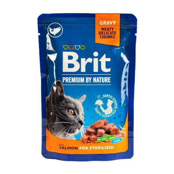 Корм вологий Brit Premium Salmon for Sterilised для стерилізованих котів лосось 100 г 111833 фото