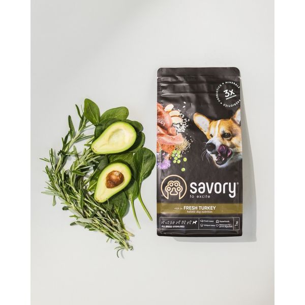 Корм сухий Savory All Breed Sterilised rich in Fresh Turkey для стерилізованих собак усіх порід зі свіжою індичкою 12 кг 4820232631515 4820232631515 фото