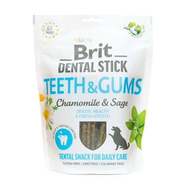 Ласощі Brit Dental Stick Teeth and Gums для дорослих собак з ромашкою та шавлією для здоров'я ясен і зубів 7 шт 251 г 8595602564354 8595602564354 фото