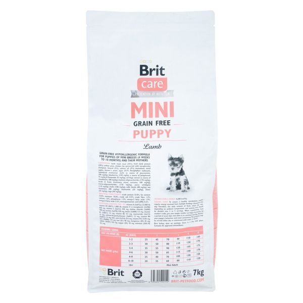 Корм сухий Brit Care Grain Free Mini Puppy Lamb для цуценят та молодих собак мініатюрних порід з ягням 7 кг 8595602520152 170775/0152 фото