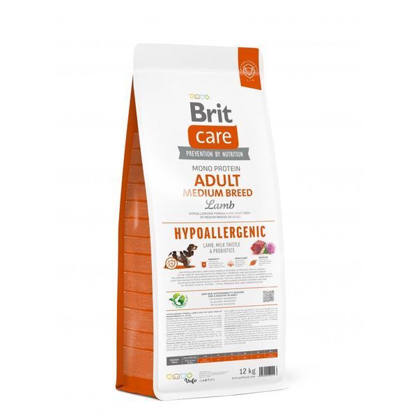 Корм сухий Brit Care Dog Hypoallergenic Adult Medium Breed для собак середніх порід гіпоалергенний з ягням 12 кг 8595602559015 8595602559015 фото