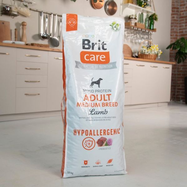 Корм сухий Brit Care Dog Hypoallergenic Adult Medium Breed для собак середніх порід гіпоалергенний з ягням 12 кг 8595602559015 8595602559015 фото