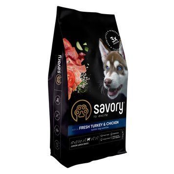 Корм сухий Savory Junior Large rich in Fresh Turkey and Chicken для молодих собак великих порід від 25 кг зі свіжою індичкою 4820232630211 4820232630211 фото