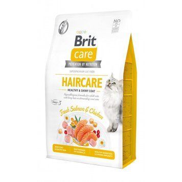 Корм сухий Brit Care Cat Grain Free Haircare Healthy and Shiny Coat для котів догляд за шкірою і шерстю лосось та курка 2 кг 171306/0884 фото