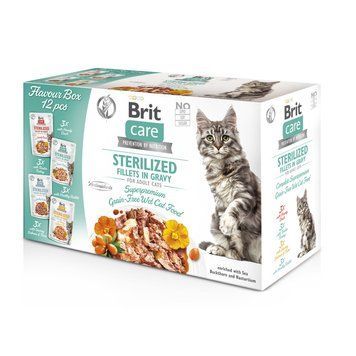 Корм вологий Brit Care Fillets in Gravy Flavour box Sterilized для стерилізованих котів філе в соусі набір смаків 12 х 85 г 101048 фото