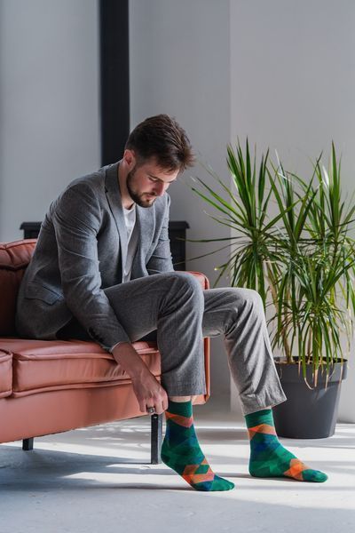 Шкарпетки з принтом ромби високі безшовні дихаючі якісні ORGANIC cotton JILL ANTONY 31020-6 фото