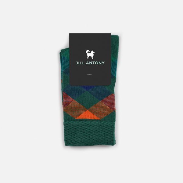Шкарпетки з принтом ромби високі безшовні дихаючі якісні ORGANIC cotton JILL ANTONY 31020-6 фото