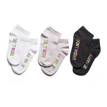 Набір шкарпеток 3 пари короткі з принтом Don`t worry, Be happy безшовні ORGANIC cotton JILL ANTONY 38-40 35-37 31046 фото