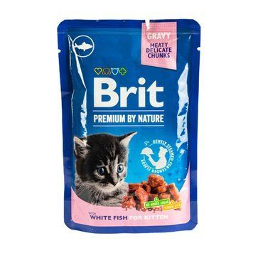 Корм вологий Brit Premium White fish for Kitten для кошенят біла риба 100 г 111835 фото