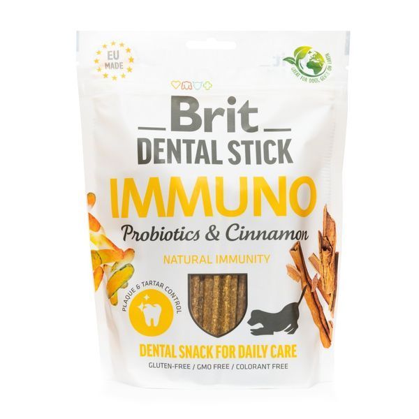 Ласощі Brit Dental Stick Immuno для дорослих собак з пробіотиками та корицею для міцного імунітету 7 шт 251 г 8595602564378 8595602564378 фото