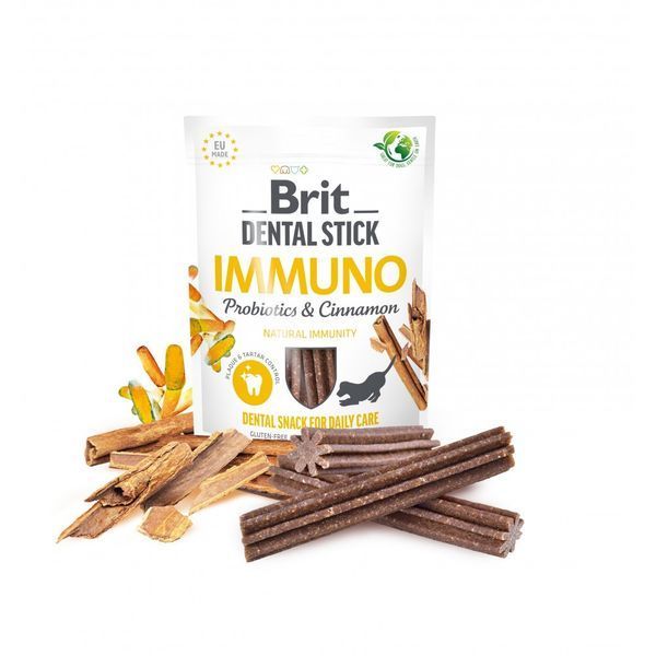 Ласощі Brit Dental Stick Immuno для дорослих собак з пробіотиками та корицею для міцного імунітету 7 шт 251 г 8595602564378 8595602564378 фото