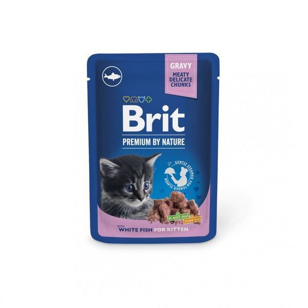 Корм вологий Brit Premium White fish for Kitten для кошенят біла риба 100 г 111835 фото
