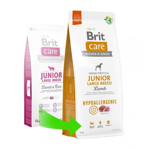 Корм сухий Brit Care Dog Hypoallergenic Junior Large Breed для молодих собах великих порід гіпоалергенний з ягням 1 кг 8595602559060 8595602559060 фото