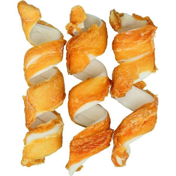 Ласощі Trixie Denta Fun Chicken Chewing Curls для собак Палички для чищення зубів сиром'ятна шкіра з куркою 15 см 110 г 3 шт 4011905314730 31473***** фото