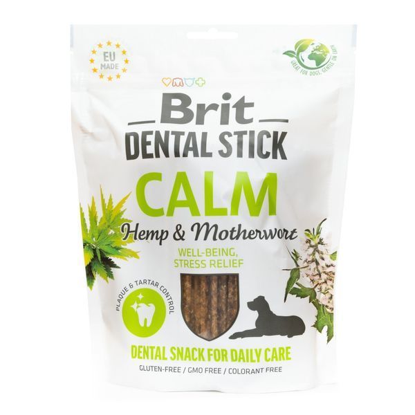 Ласощі Brit Dental Stick Calm для дорослих собак з коноплею та пустирником заспокійливі 7 шт 251 г 8595602564385 8595602564385 фото