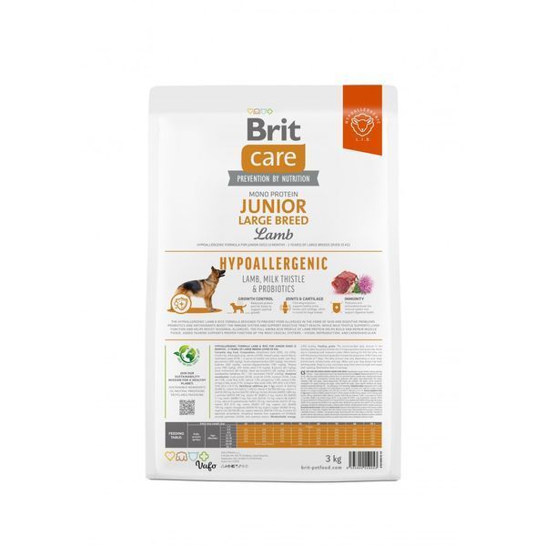 Корм сухий Brit Care Dog Hypoallergenic Junior Large Breed для молодих собах великих порід гіпоалергенний з ягням 3 кг 8595602559053 8595602559053 фото