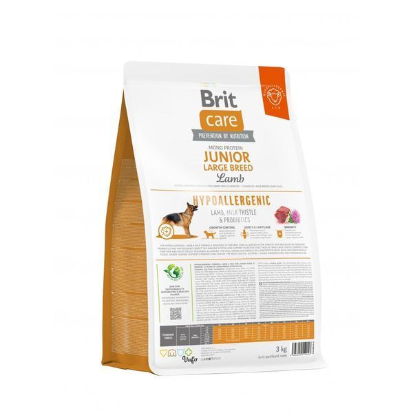 Корм сухий Brit Care Dog Hypoallergenic Junior Large Breed для молодих собах великих порід гіпоалергенний з ягням 3 кг 8595602559053 8595602559053 фото