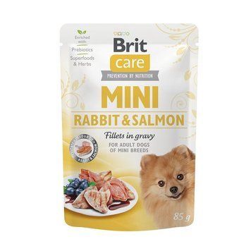 Корм вологий Brit Care Mini для дорослих собак мініатюрних порід філе з кроликом та лососем в соусі 85 г 8595602560325 100913/100218/4432 фото
