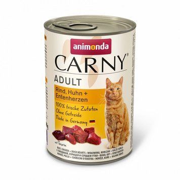Корм вологий Carny Adult Beef Chicken Duck hearts консервований для дорослих котів з яловичиною куркою і качиними серцями 40 AM-83722 фото