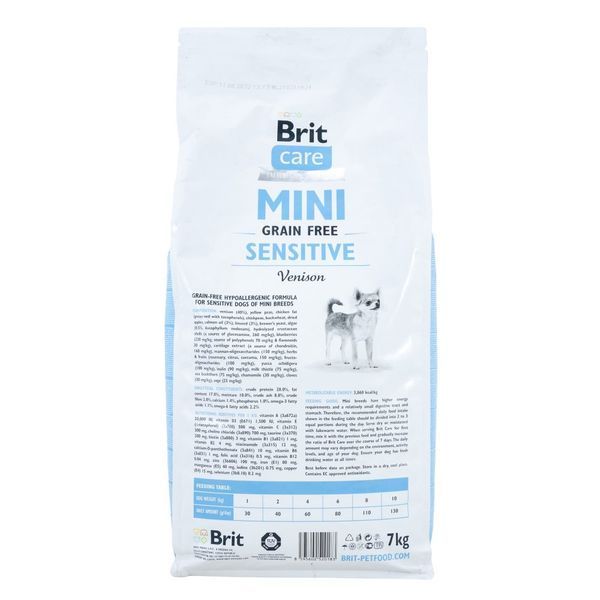 Корм сухий Brit Care Grain Free Mini Sensitive для собак мініатюрних порід з чутливим травленням з олениною 7 кг 8595602520183 170778/0183 фото